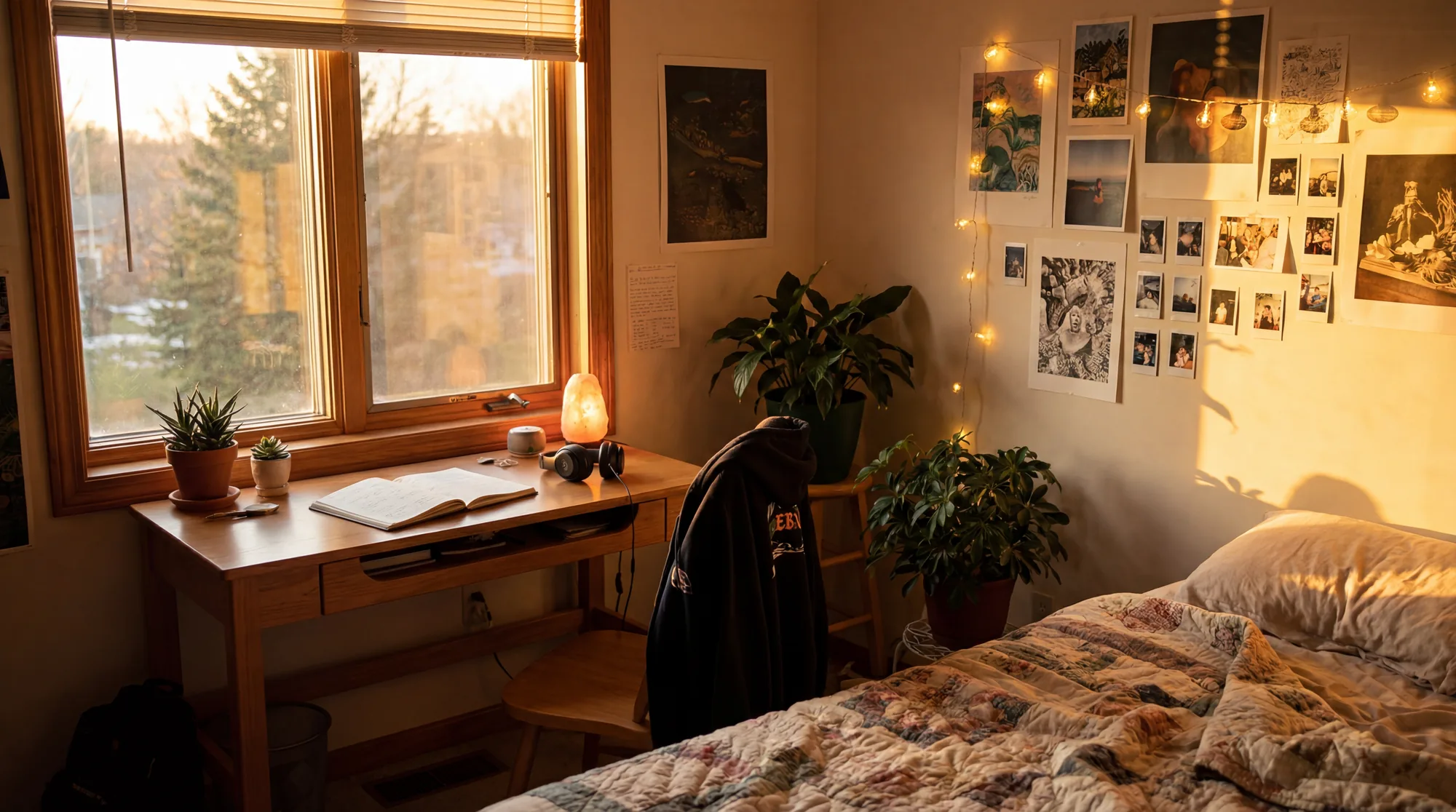 Open journal and coffee in soft golden-hour light, reflection during young adult therapy